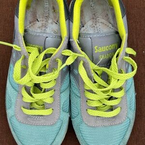 GUC Saucony Shadow Sneakers - Aqua, Lime Green and Gray